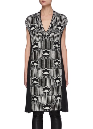 Main View - Click To Enlarge - PRADA - Cap Sleeve Allover Graphic Knit Dress