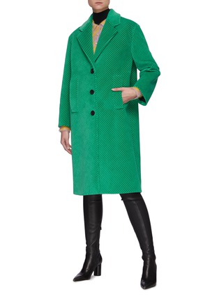 Figure View - Click To Enlarge - PRADA - Notch Lapel Corduroy Coat