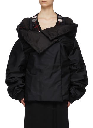 Main View - Click To Enlarge - PRADA - Fold Over Shoulder Triangular Pouch Nylon Bomber Jacket