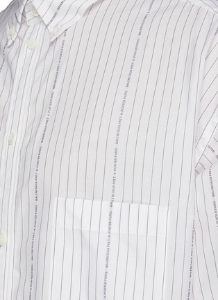  - BALENCIAGA - Logo Print Pinstripe Cotton Poplin Shirt
