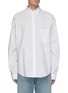Main View - Click To Enlarge - BALENCIAGA - Logo Print Pinstripe Cotton Poplin Shirt