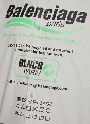  - BALENCIAGA - Cotton Wash Label Print Oversized Poplin Shirt