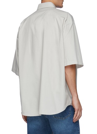 Back View - Click To Enlarge - BALENCIAGA - Cotton Wash Label Print Oversized Poplin Shirt