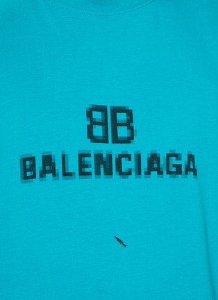  - BALENCIAGA - Pixelated BB Logo Boxy Fit Cotton Light Jersey T-Shirt