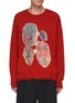 Main View - Click To Enlarge - SONG FOR THE MUTE - Ghosts' Jacquard Distress Hem Oversized Sweater