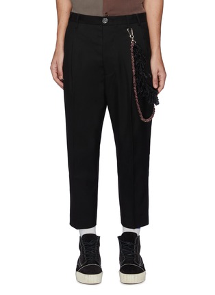 Main View - Click To Enlarge - SONG FOR THE MUTE - Centre Pleat Wool Pants with Fringe Chain