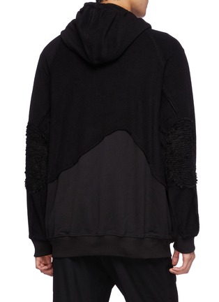 Back View - Click To Enlarge - SONG FOR THE MUTE - Mountain Shaped Patch Fringe Trimmed Zip Up Hoodie