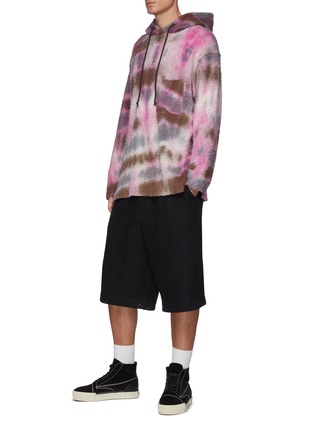 Figure View - Click To Enlarge - SONG FOR THE MUTE - Long Sleeve Acid Pink Tie Dye Raw Patch Pocket Hoodie