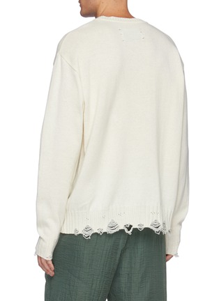 Back View - Click To Enlarge - SONG FOR THE MUTE - Goblin' Jacquard Distress Hem Oversized Sweater