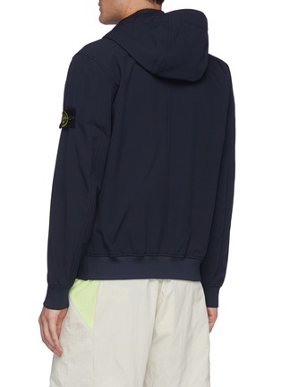 Back View - Click To Enlarge - STONE ISLAND - Corduroy Front Knit Jacket w/ Contrast Collar & Hem