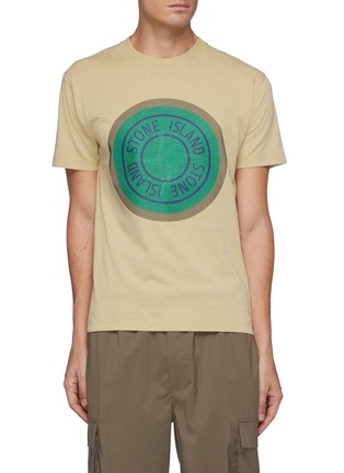 Main View - Click To Enlarge - STONE ISLAND - Lenticular Logo Print Cotton Jersey Crewneck T-Shirt
