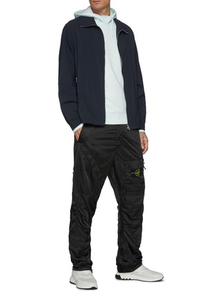 Figure View - Click To Enlarge - STONE ISLAND - Insignia Appliqued Cotton Blend Drawstring Hoodie