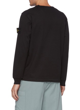 Back View - Click To Enlarge - STONE ISLAND - 'Gauzed' Anagram Sleeve Patch Cotton Jersey Sweatshirt