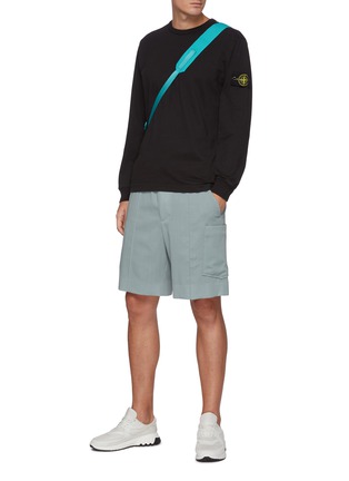 Figure View - Click To Enlarge - STONE ISLAND - 'Gauzed' Anagram Sleeve Patch Cotton Jersey Sweatshirt