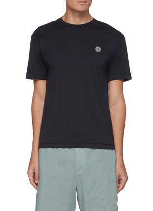 Main View - Click To Enlarge - STONE ISLAND - 'Gauzed' Logo Patch Cotton Jersey T-shirt