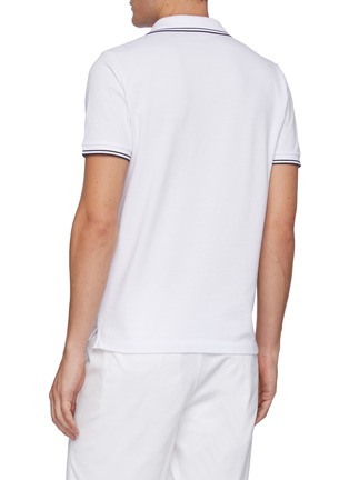 Back View - Click To Enlarge - STONE ISLAND - Logo Patch Contrast Trim Cotton Pique Polo Shirt
