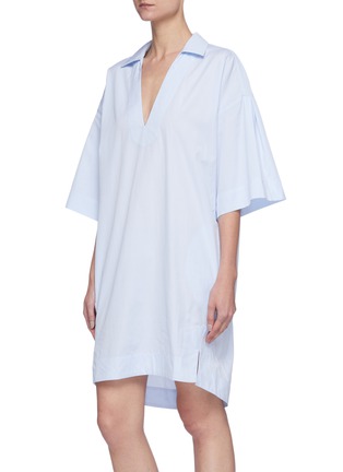 Front View - Click To Enlarge - FRAME -  ''Channing' Open Collar V-neck Cotton Shirt Dress