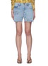 Main View - Click To Enlarge - FRAME -  ''Le Slouch' Handwritten Print Frayed Hem Denim Shorts