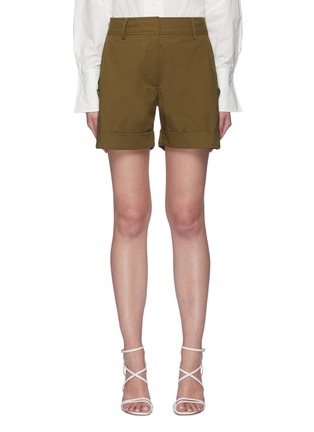 Main View - Click To Enlarge - FRAME DENIM - Patch Pocket Roll-up Hem Cotton Blend Shorts