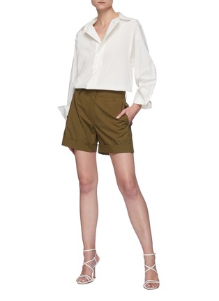 Figure View - Click To Enlarge - FRAME DENIM - Patch Pocket Roll-up Hem Cotton Blend Shorts