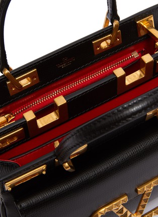 Detail View - Click To Enlarge - VALENTINO GARAVANI - Valentino Garavani Brass Stud Logo Calf Leather Double Handle Mini Bag