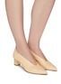 Figure View - Click To Enlarge - GRAY MATTERS - Ivy' V Throat Block Heel Leather Pumps