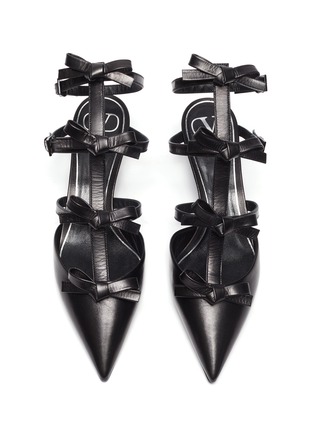 Detail View - Click To Enlarge - VALENTINO GARAVANI - Bow Appliqed Ankle Strap Calf Leather Mule
