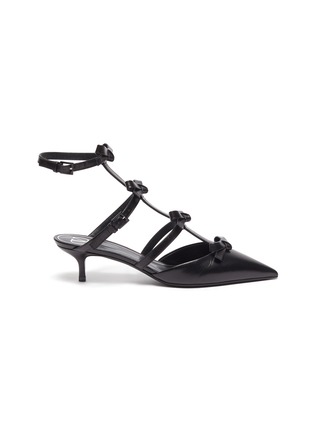 Main View - Click To Enlarge - VALENTINO GARAVANI - Bow Appliqed Ankle Strap Calf Leather Mule