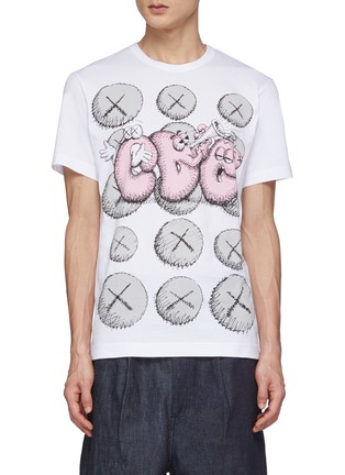 Main View - Click To Enlarge - COMME DES GARÇONS SHIRT - Comme Des Garçons x Kaws Pink CDG Print T-Shirt