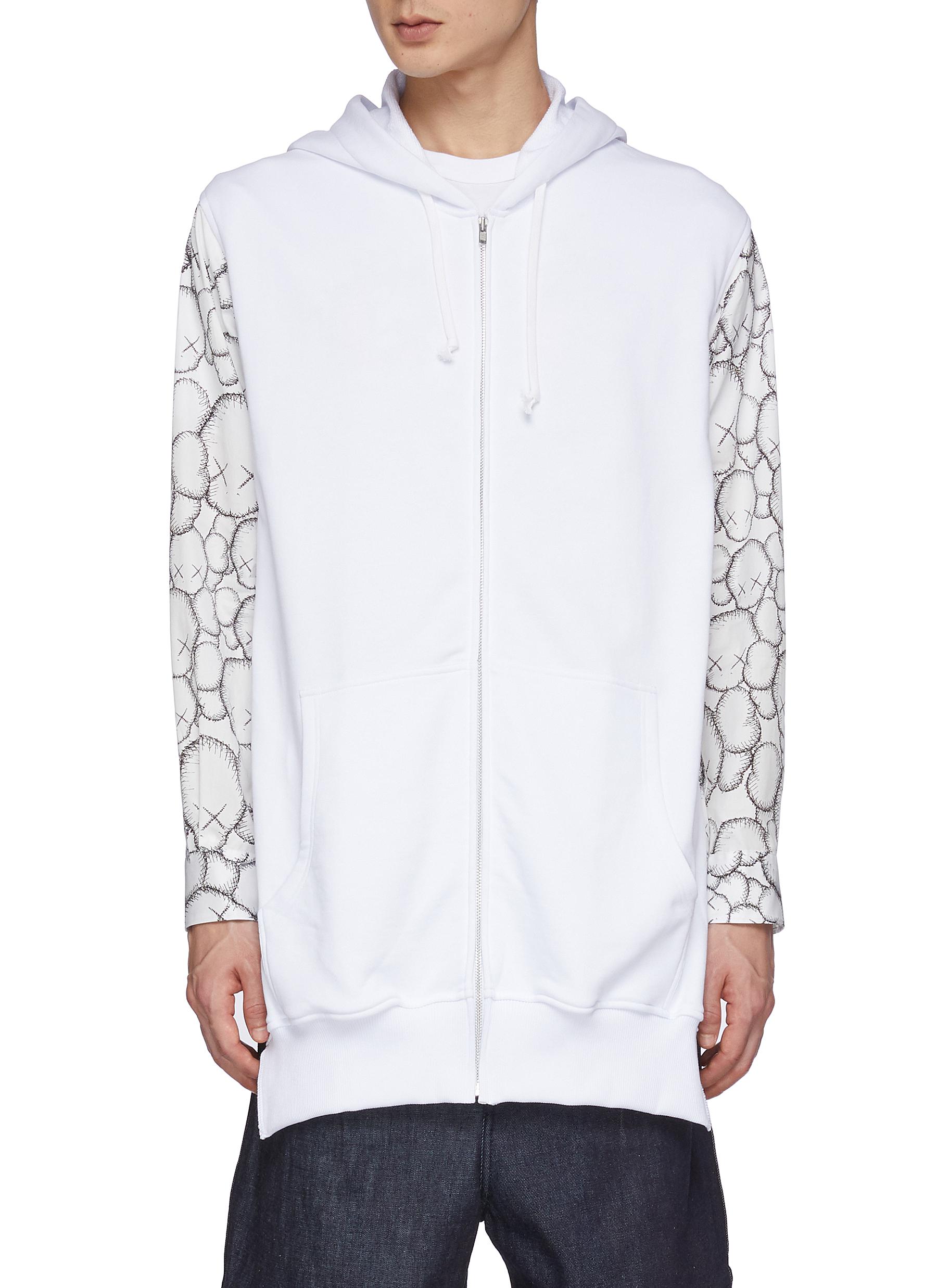 Comme Des Garçons Shirt X Kaws Graphic-print Zip-up Hoodie In White