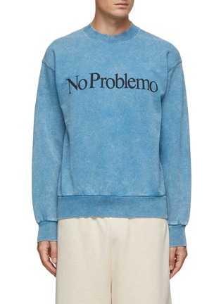 Main View - Click To Enlarge - ARIES - No Problemo' Text Vintage Wash Sweatshirt