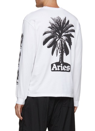 Back View - Click To Enlarge - ARIES - Hardcore' Text Palm Tree Print Cotton Long Sleeved T-Shirt