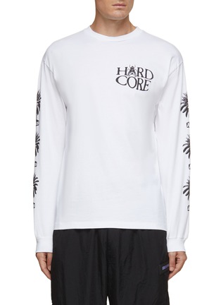 Main View - Click To Enlarge - ARIES - Hardcore' Text Palm Tree Print Cotton Long Sleeved T-Shirt