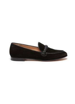 Main View - Click To Enlarge - GIANVITO ROSSI - Leather braid detail suede loafers