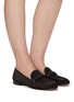 Figure View - Click To Enlarge - GIANVITO ROSSI - Leather braid detail suede loafers