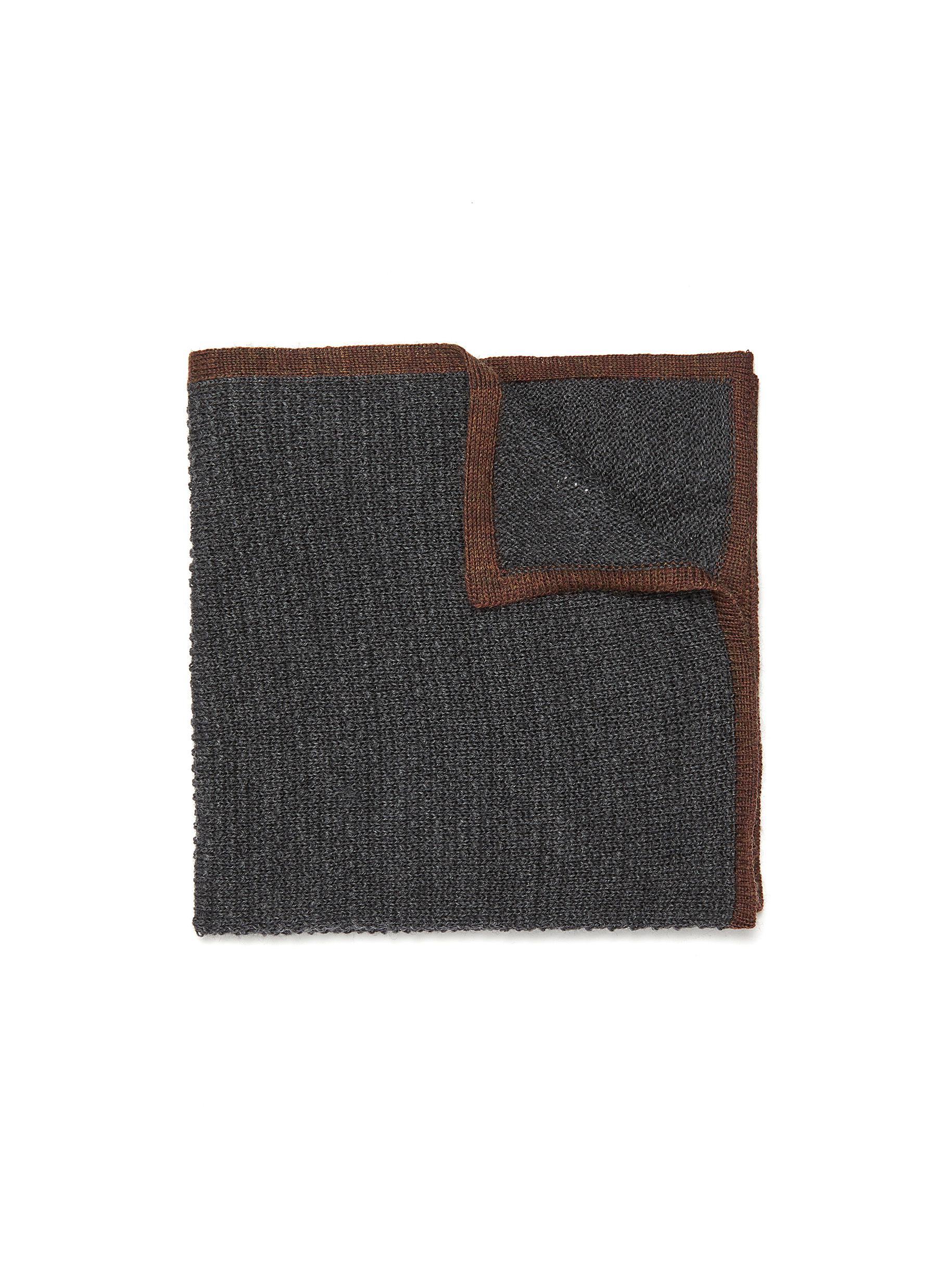 Grey Trimmed Wool Pocket Square
