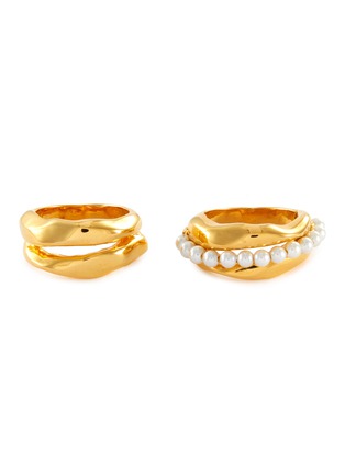 Main View - Click To Enlarge - MISHO - Pearl Embellished 22k Gold-plated Bronze Ring Set
