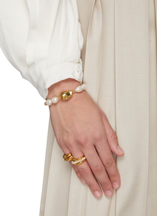 Figure View - Click To Enlarge - MISHO - Pearl Embellished 22k Gold-plated Bronze Ring Set
