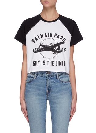 Main View - Click To Enlarge - BALMAIN - Printed Cropped T-shirt