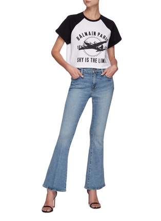 Figure View - Click To Enlarge - BALMAIN - Printed Cropped T-shirt