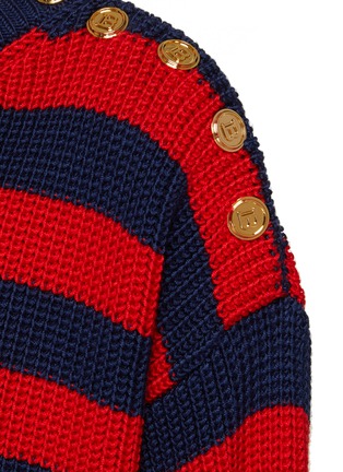  - BALMAIN - Two Toned Stripe Shoulder Cut Out Knit Sweater Dress