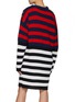 Back View - Click To Enlarge - BALMAIN - Two Toned Stripe Shoulder Cut Out Knit Sweater Dress