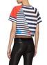 Back View - Click To Enlarge - BALMAIN - Stamp Print Striped Cropped Cotton Top