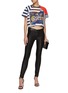 Figure View - Click To Enlarge - BALMAIN - Stamp Print Striped Cropped Cotton Top