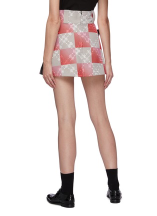 Back View - Click To Enlarge - MARCHEN - Checkered floral print A-line mini skirt
