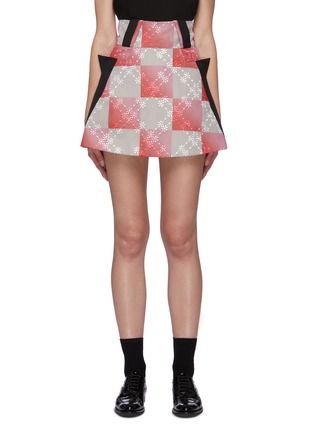 Main View - Click To Enlarge - MARCHEN - Checkered floral print A-line mini skirt