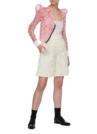 Figure View - Click To Enlarge - MARCHEN - Sheer layered flower embellished shorts