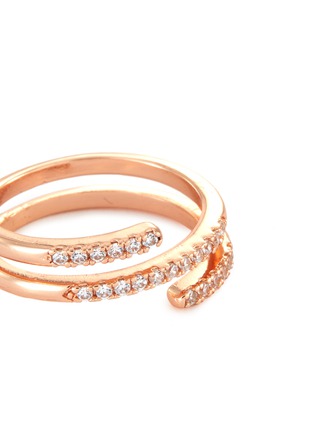 Detail View - Click To Enlarge - CZ BY KENNETH JAY LANE - Cubic Zirconia Rose Gold Spiral Ring