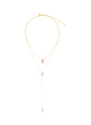 Main View - Click To Enlarge - CZ BY KENNETH JAY LANE - Pear Cut Pink Cubic Zirconia Double Layer Y Necklace