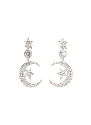 Main View - Click To Enlarge - CZ BY KENNETH JAY LANE - Cubic Zirconia Moon Star Motif Drop Earrings